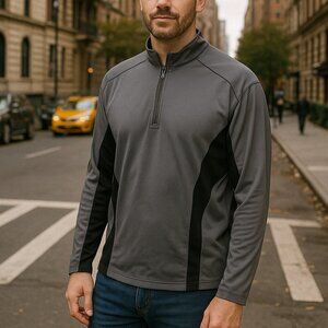 BOGNER 1/4 Quarter Zip Pullover Jacket Grey Black Colorblock Men's US 44 XL